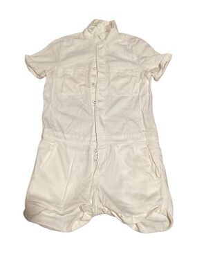 H&M White Short Sleeve Romper with Front Buttons